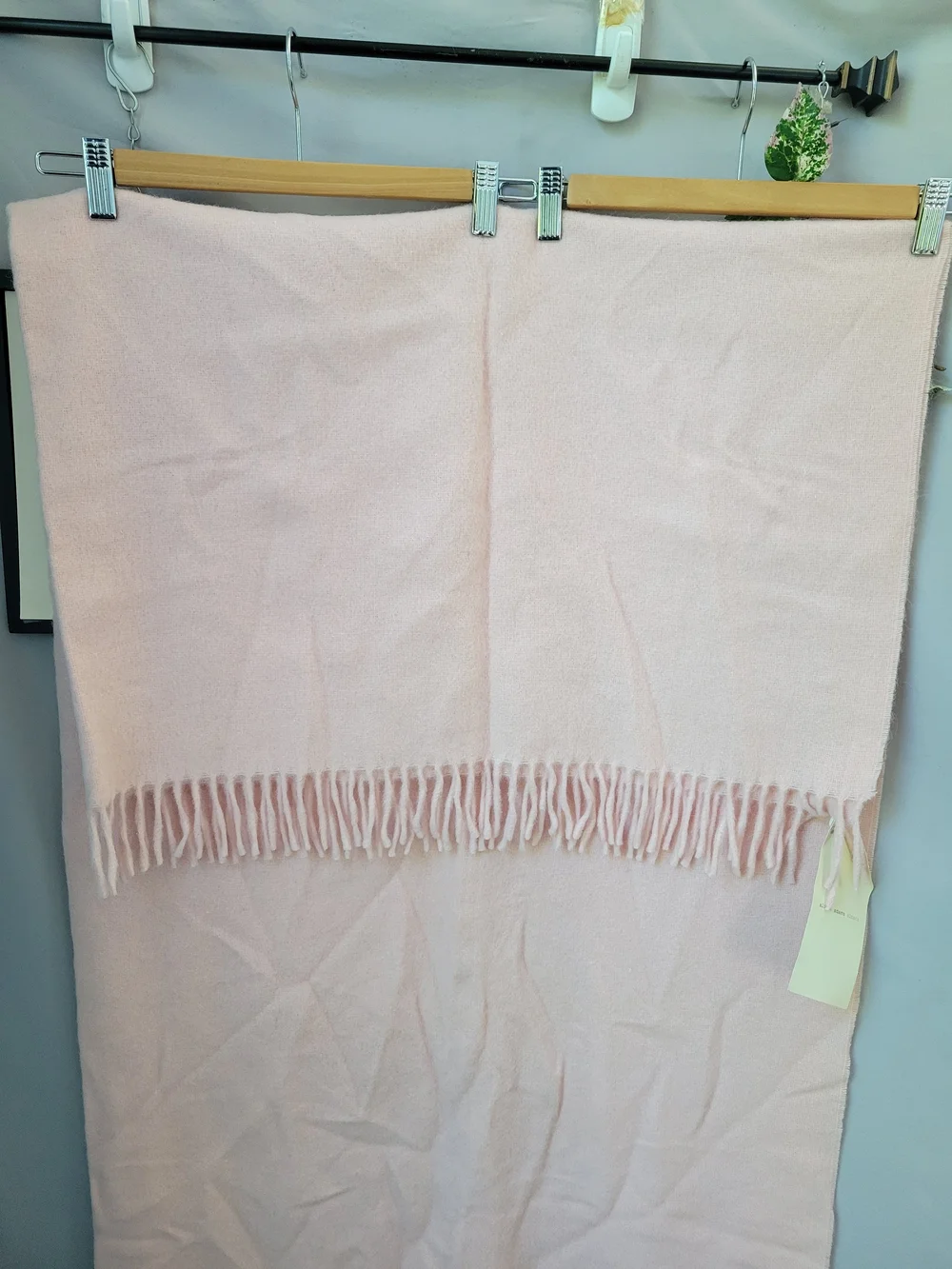 NEW Alicia Adams Alpaca Wool Fringe Patmos Throw Scarf Light Pink